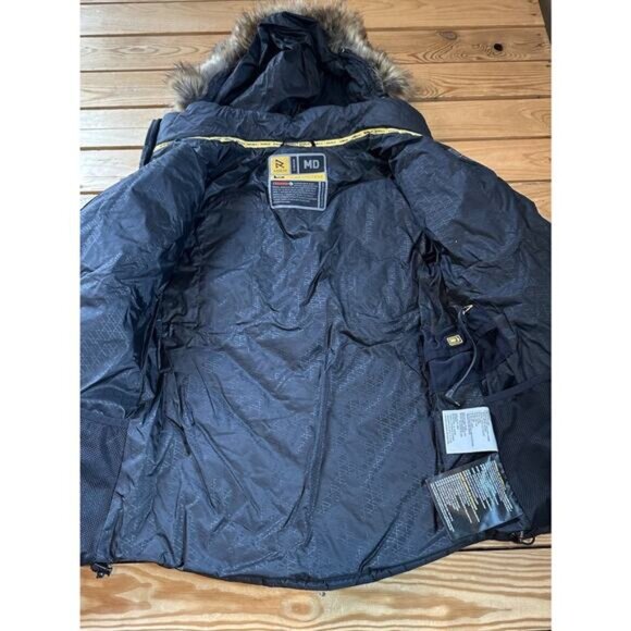 Ravean Women’s Hood Heated Puffer Jacket Coat Medium Black Full Zip Faux Fur - Picture 3 of 9